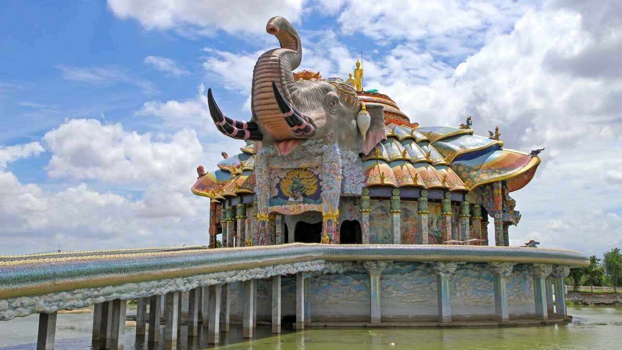 The pagoda with an elephant head at Wat Ban Rai in Nakhon Ratchasima