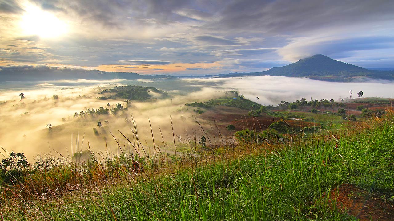 Clouds at sunrise in the mountains of Khao Kho in Phetchabun in the morning