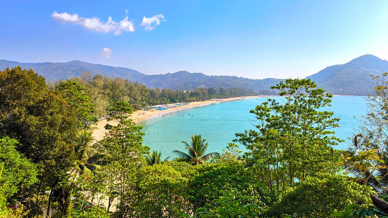 View from the Kamala Beach Viewpoint towards the beach, Phuket