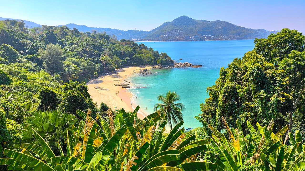 Panoramic view from the Laem Singh Viewpoint on Phuket