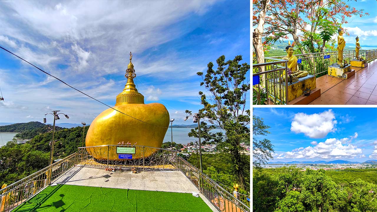 Der goldene Felsen im Wat Koh Siray von Phuket