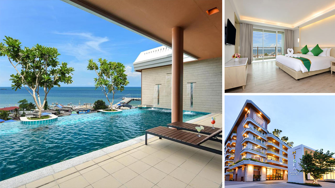 Swimmingpool, Zimmer und Außenansicht im Hisea Huahin Hotel (Fotos: Hisea Huahin Hotel)