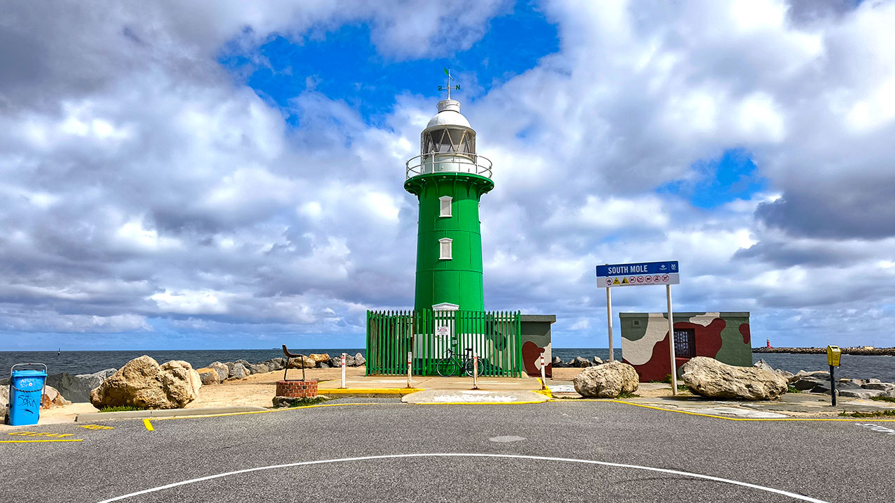 Der South Mole Leuchtturm in Fremantle, Western Australia