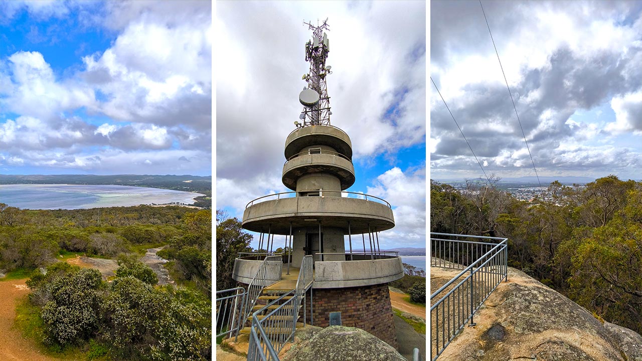 Der Turm und die Aussicht des Mount Melville Lookout Tower in Albany